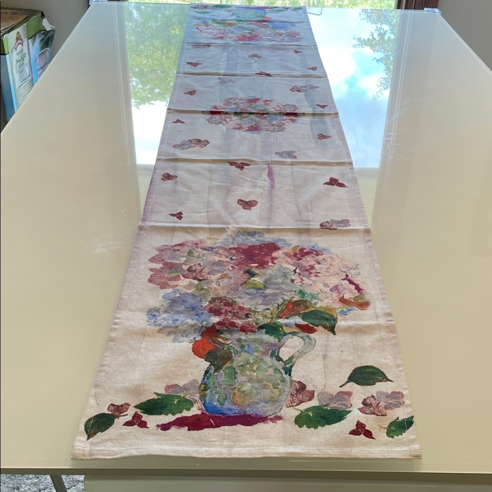 April Cornell Multicolor Floral Vase Table Runner